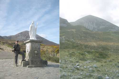 Statue and mountain